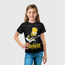 Футболка детская Slipknot Барт Симпсон рокер логотипы, цвет: 3D-принт — фото 2