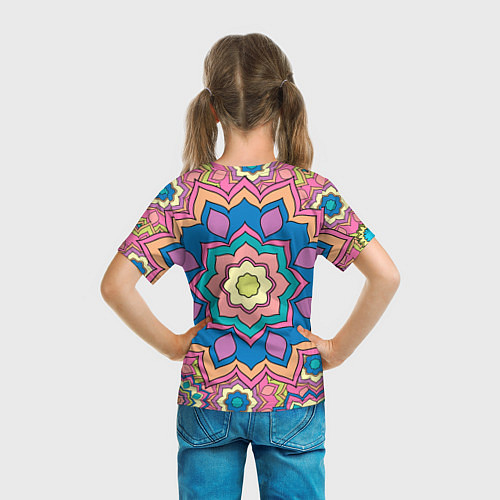 Детская футболка Цветочный разноцветный паттерн / 3D-принт – фото 6