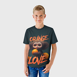 Футболка детская Милый персонаж с мандарином, цвет: 3D-принт — фото 2