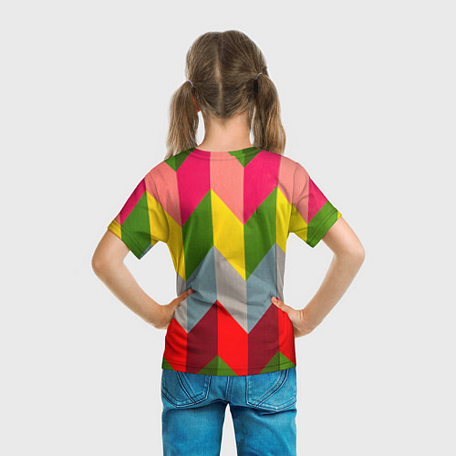Детская футболка Разноцветный ромбический абстрактный паттерн / 3D-принт – фото 6