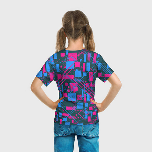 Детская футболка Геометрическая абстракция из квадратов и прямоугол / 3D-принт – фото 6