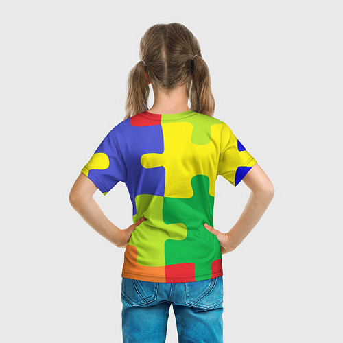 Детская футболка Пазлы разноцветные / 3D-принт – фото 6