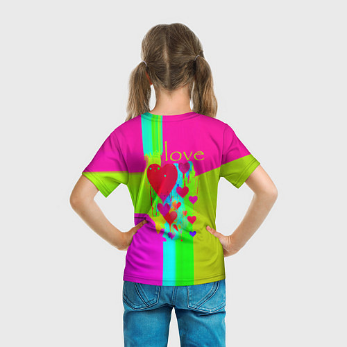 Детская футболка Love сердечки / 3D-принт – фото 6