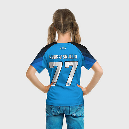 Детская футболка Хвича Кварацхелия Наполи форма домашняя / 3D-принт – фото 6