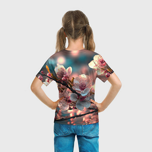 Детская футболка Цветочная сакура / 3D-принт – фото 6