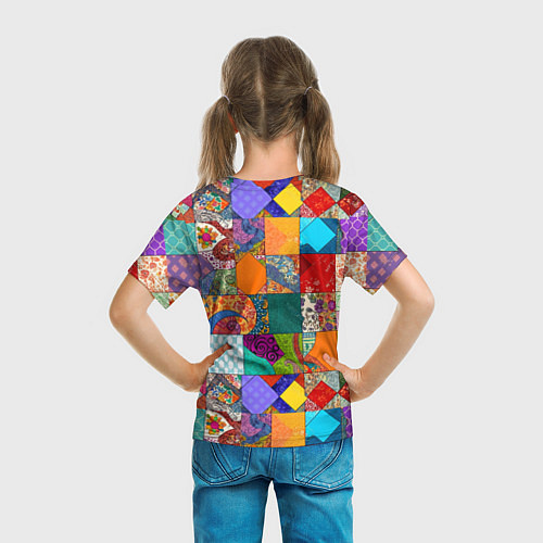 Детская футболка Разноцветные лоскуты / 3D-принт – фото 6