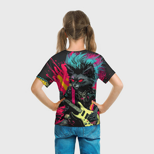 Детская футболка Rocker Cat on a dark background - C-Cats collectio / 3D-принт – фото 6
