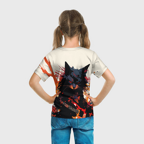 Детская футболка Black rocker cat on a light background - C-Cats co / 3D-принт – фото 6