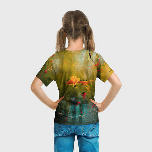 Детская футболка Весенне-осенний жёлтый туман и краски / 3D-принт – фото 6