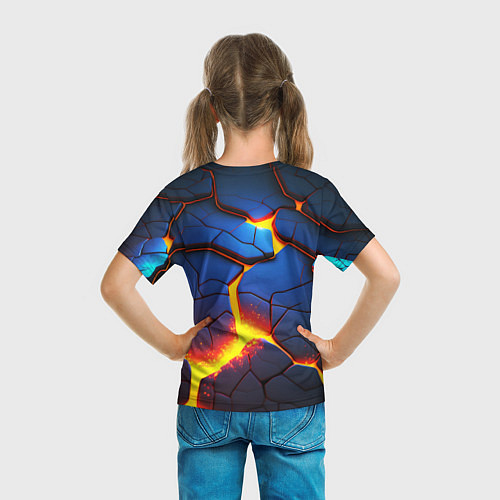 Детская футболка Яркая неоновая лава, разломы / 3D-принт – фото 6