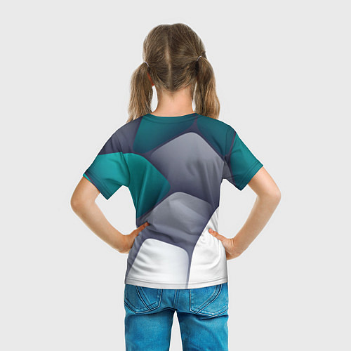 Детская футболка Серо-бело-синий каменный паттерн / 3D-принт – фото 6