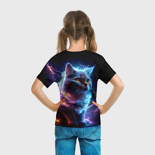 Детская футболка Электрический котёнок искрящий молниями / 3D-принт – фото 6