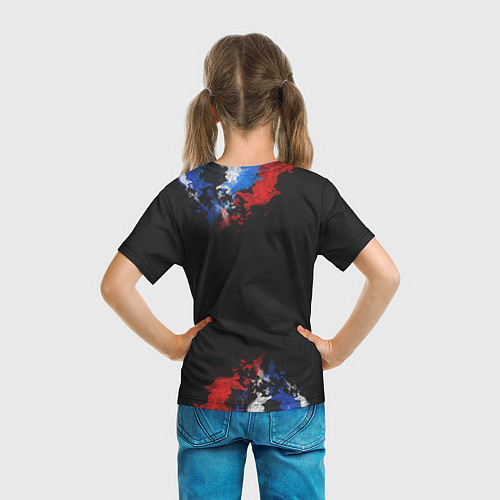 Детская футболка Снежный барс и крылья орла в цветах триколора / 3D-принт – фото 6