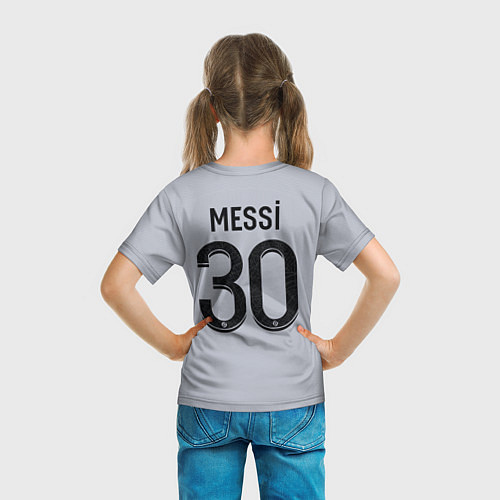 Детская футболка Лионель Месси форма ПСЖ 2223 гостевая / 3D-принт – фото 6