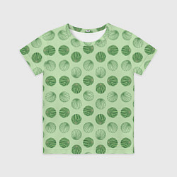 Футболка детская Узор из круглых арбузов на зеленом фоне, цвет: 3D-принт
