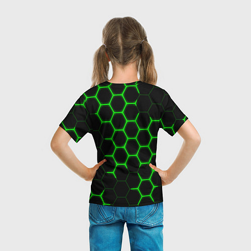 Детская футболка Кислотные соты броня / 3D-принт – фото 6
