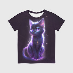 Футболка детская Неоновый котик и воздушный шарик, цвет: 3D-принт