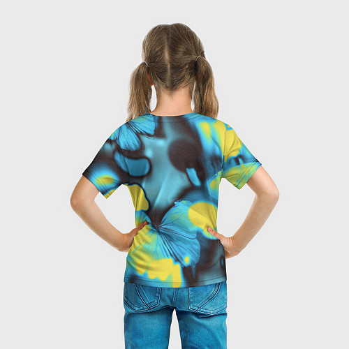 Детская футболка Голубые бабочки асбтракция / 3D-принт – фото 6