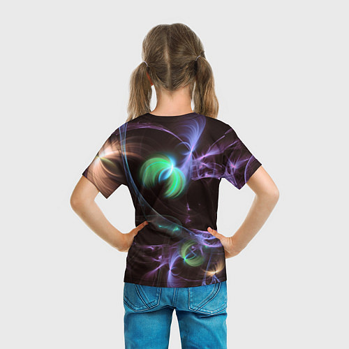 Детская футболка Магические фиолетовые волны и цветные космические / 3D-принт – фото 6