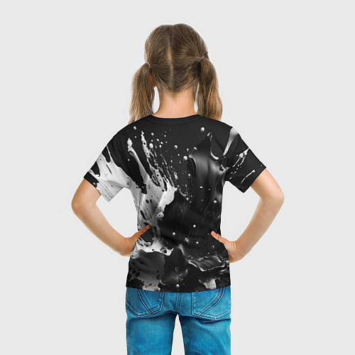 Детская футболка Брызги красок - белая и черная / 3D-принт – фото 6