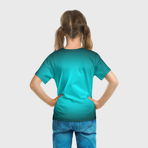 Детская футболка Неоновый синий градиент / 3D-принт – фото 6