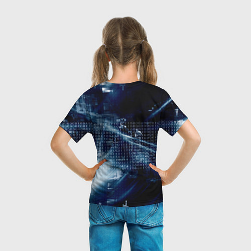 Детская футболка Тёмно-ледяной фон и бесконечный код / 3D-принт – фото 6