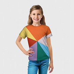 Футболка детская Разноцветные пересекающиеся треугольники, цвет: 3D-принт — фото 2