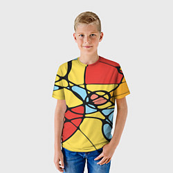 Футболка детская Яркий абстрактный узор из цветных овалов и плавных, цвет: 3D-принт — фото 2