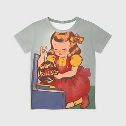 Футболка детская Девочка с виниловой пластинкой - рождена быть звез, цвет: 3D-принт