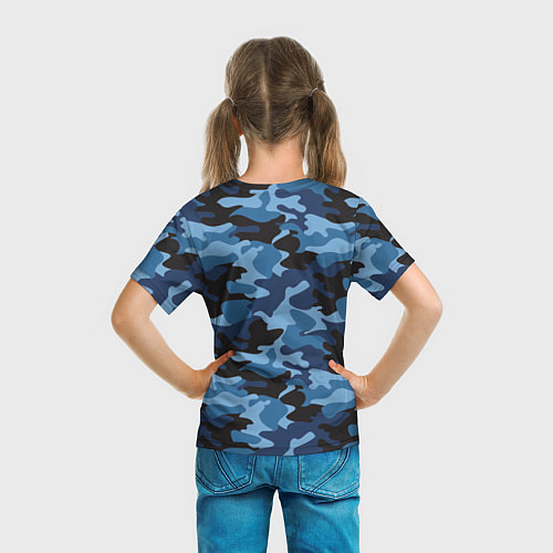 Детская футболка Сине-черный камуфляж / 3D-принт – фото 6