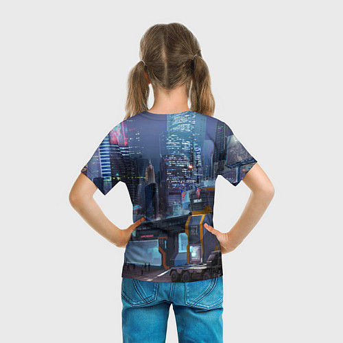 Детская футболка Cyberpunk - brave girl - neural network / 3D-принт – фото 6