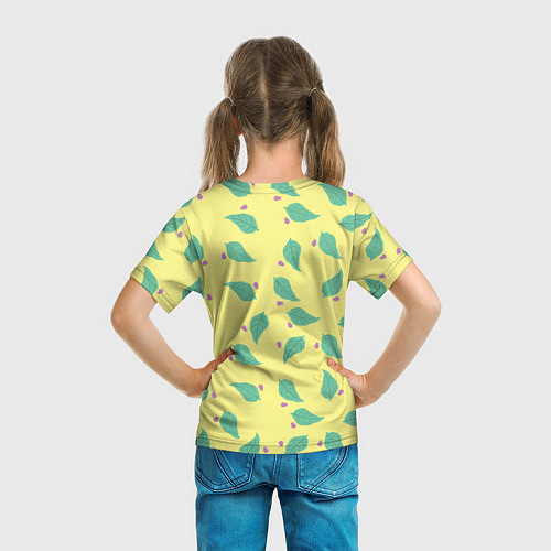 Детская футболка Лист и букашка на желтом фоне орнамент / 3D-принт – фото 6