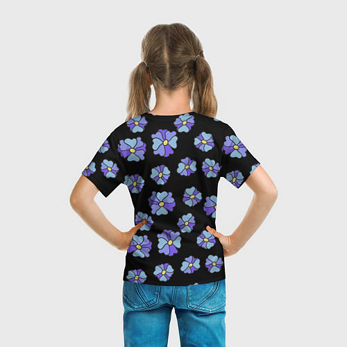 Детская футболка Дудл цветы на черном - паттерн / 3D-принт – фото 6