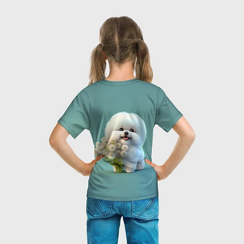 Детская футболка Белая собака милаха / 3D-принт – фото 6