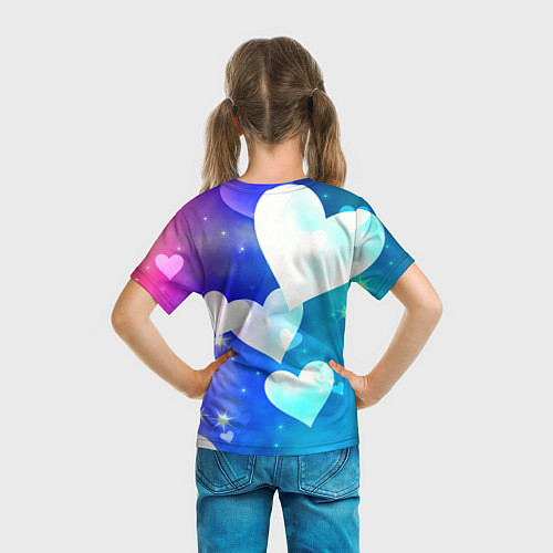 Детская футболка Dreamy Hearts Multicolor / 3D-принт – фото 6