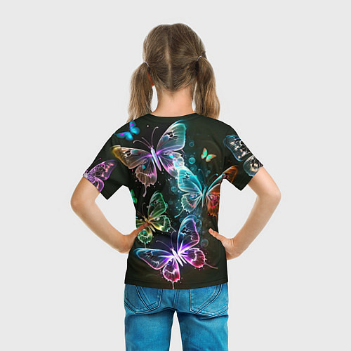Детская футболка Неоновые дикие бабочки / 3D-принт – фото 6