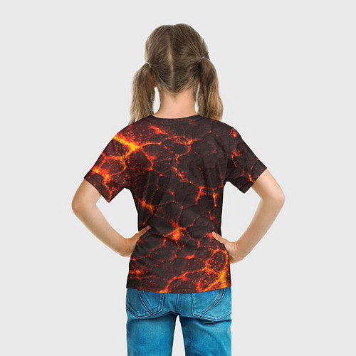 Детская футболка Дилюк на фоне раскаленной лавы / 3D-принт – фото 6