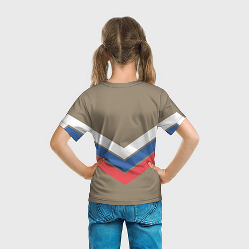 Детская футболка Триколор - три полосы на песочном / 3D-принт – фото 6