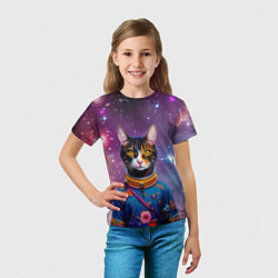 Футболка детская Кот бравый космонавт, цвет: 3D-принт — фото 2