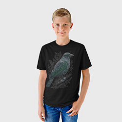 Футболка детская Чёрный Ворон птица тёмная, цвет: 3D-принт — фото 2