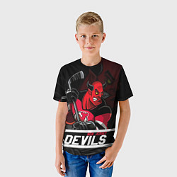 Футболка детская New Jersey Devils маскот, цвет: 3D-принт — фото 2