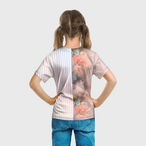 Детская футболка Цветы за стеклом - полосы с градиентом / 3D-принт – фото 6
