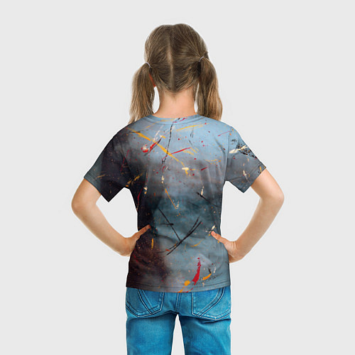 Детская футболка Тёмно-серый туман и краски / 3D-принт – фото 6
