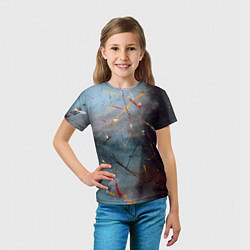 Футболка детская Тёмно-серый туман и краски, цвет: 3D-принт — фото 2