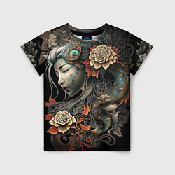 Футболка детская Японская девушка Irezumi, цвет: 3D-принт