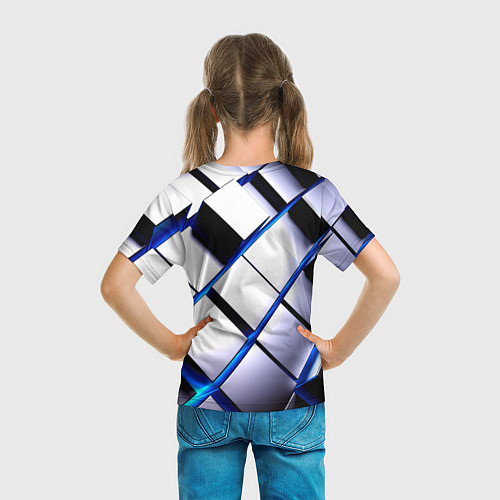 Детская футболка Неоновые плиты киберпанк / 3D-принт – фото 6