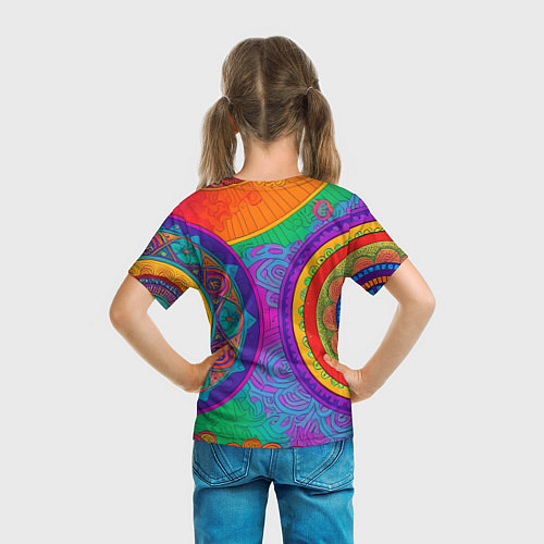 Детская футболка Красочные этнические орнаменты / 3D-принт – фото 6
