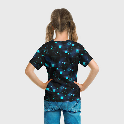Детская футболка Светящиеся неоновые квадраты / 3D-принт – фото 6