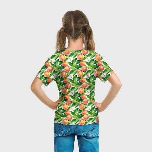 Детская футболка Персики акварельный паттерн / 3D-принт – фото 6