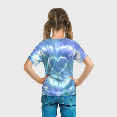 Детская футболка Сердце - тай-дай - голубой / 3D-принт – фото 6